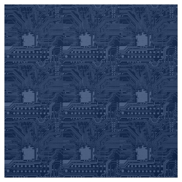 Circuit Board Pattern Blue ID245 Fabric | Zazzle