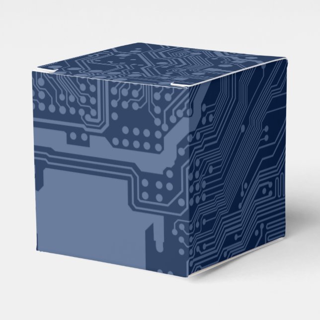 Blue Geek Motherboard Circuit Pattern Favor Boxes (Front Side)