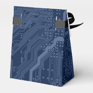 Blue Geek Motherboard Circuit Pattern Favor Boxes