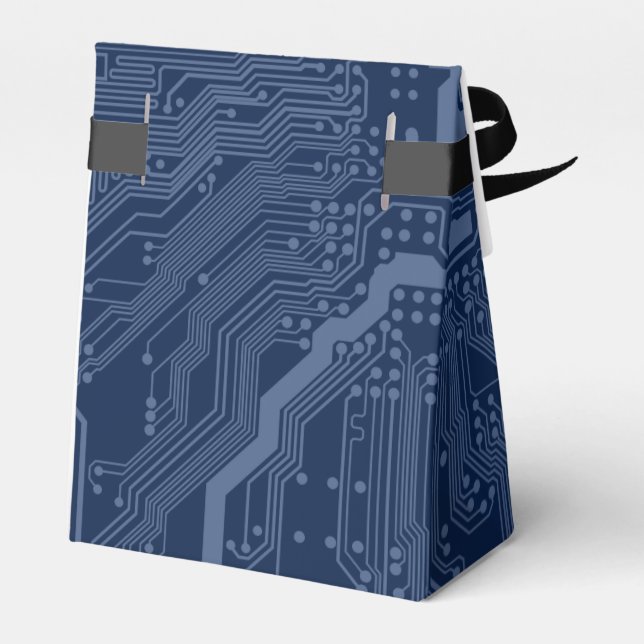Blue Geek Motherboard Circuit Pattern Favor Boxes (Back Side)