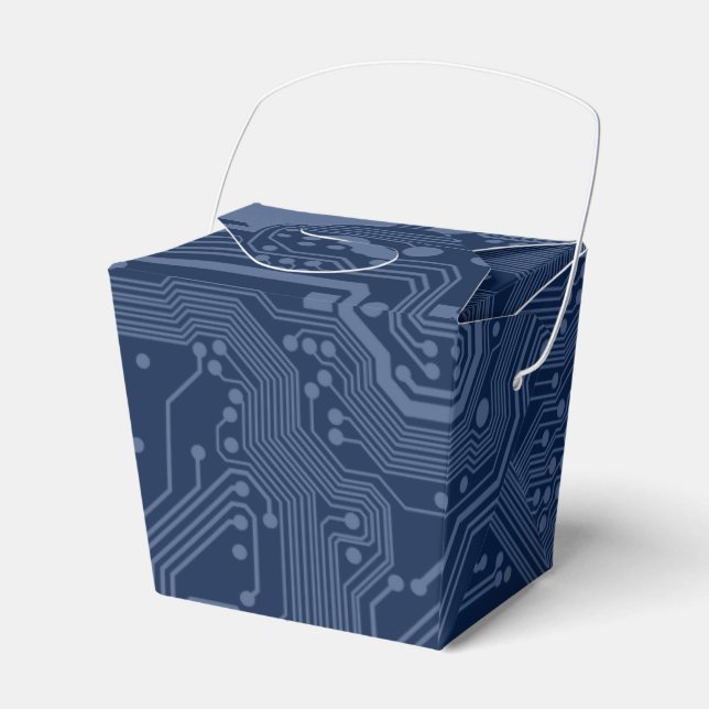 Blue Geek Motherboard Circuit Pattern Favor Boxes (Front Side)