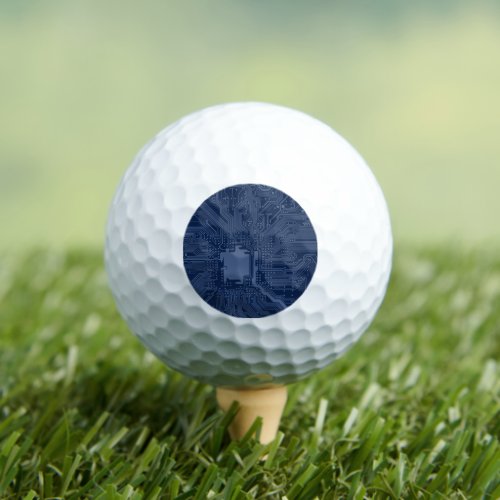 Blue Geek Motherboard Circuit Pattern Golf Balls