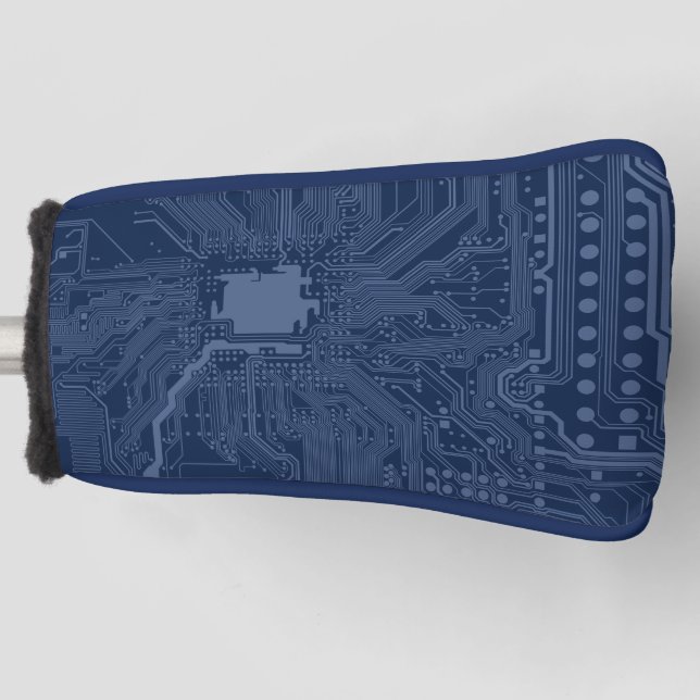 Blue Geek Motherboard Circuit Pattern Golf Head Cover (Front)