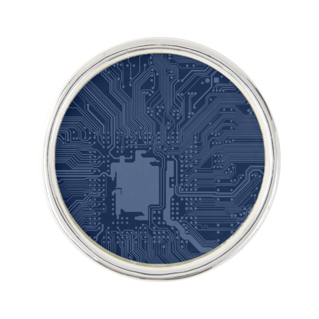 Blue Geek Motherboard Circuit Pattern Lapel Pin (Front)