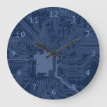 Blue Geek Motherboard Circuit Pattern Large Clock at Zazzle