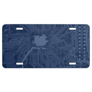 Blue Geek Motherboard Circuit Pattern License Plate