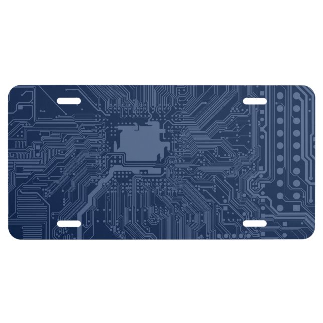 Blue Geek Motherboard Circuit Pattern License Plate (Front)