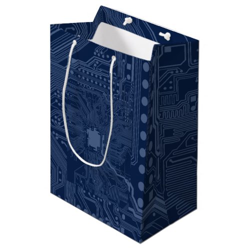 Blue Geek Motherboard Circuit Pattern Medium Gift Bag
