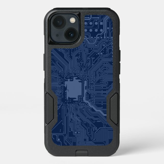 Blue Geek Motherboard Circuit Pattern Otterbox iPhone Case (Back)