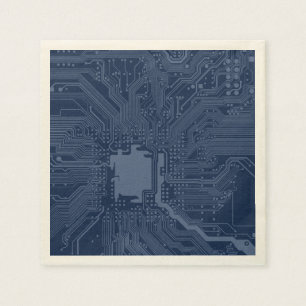 Blue Geek Motherboard Circuit Pattern Paper Napkins