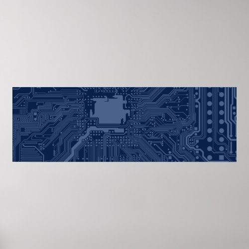 Blue Geek Motherboard Circuit Pattern Poster