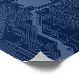 Blue Geek Motherboard Circuit Pattern Poster | Zazzle