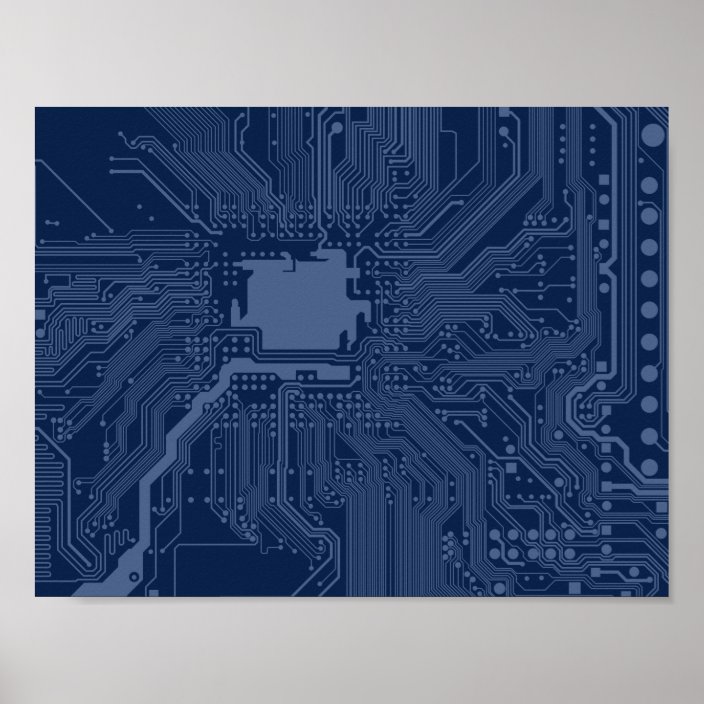 Blue Geek Motherboard Circuit Pattern Poster | Zazzle.com