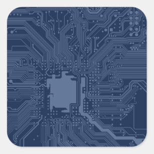 Blue Geek Motherboard Circuit Pattern Square Sticker