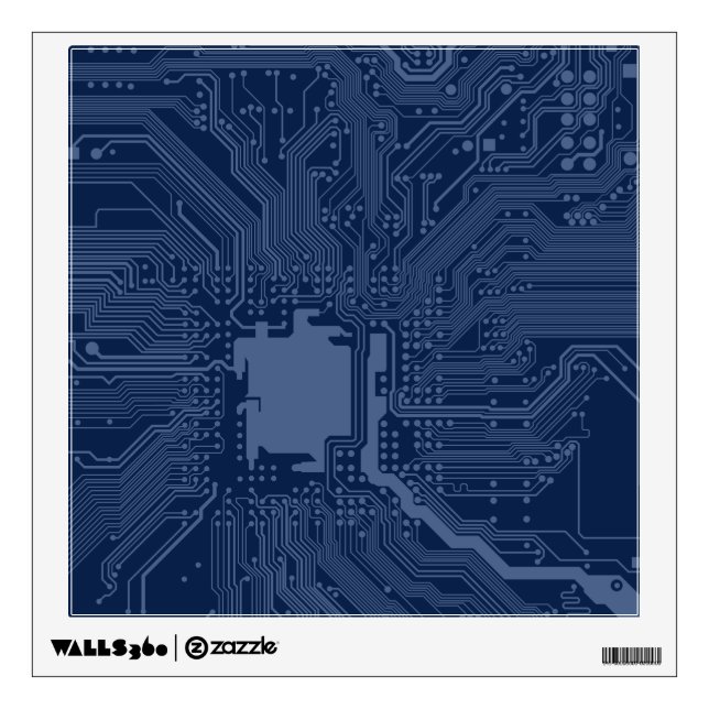 Blue Geek Motherboard Circuit Pattern Wall Sticker (Front)