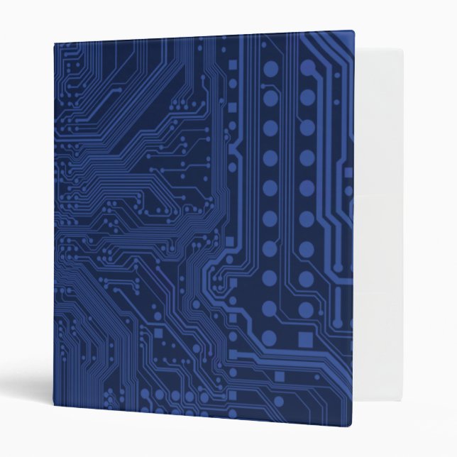 Blue Geek Motherboard Pattern 3 Ring Binder (Front/Inside)