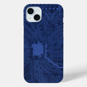 Blue Geek Motherboard Pattern iPhone 15 Plus Case