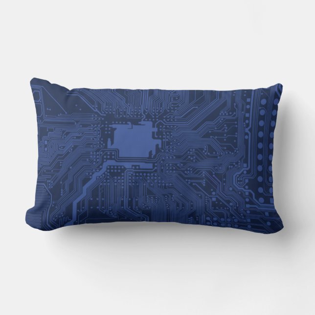Blue Geek Motherboard Pattern Lumbar Pillow (Front)