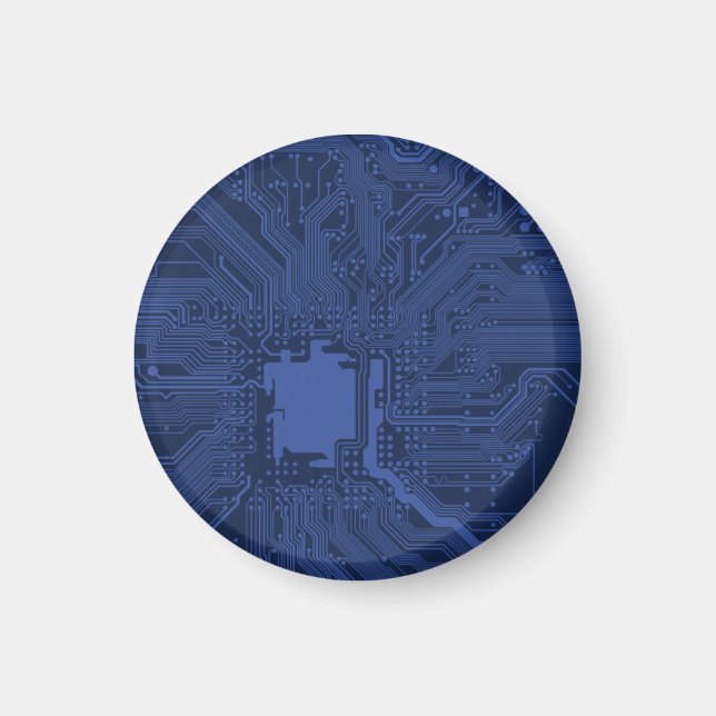 Blue Geek Motherboard Pattern Magnet (Front)
