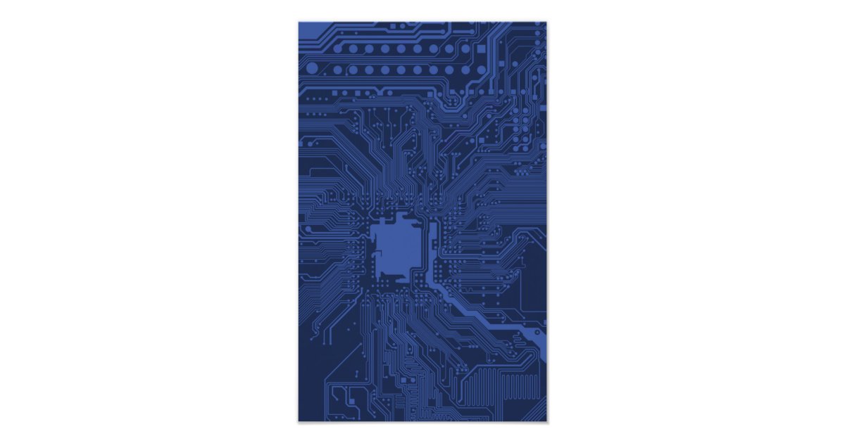 Blue Geek Motherboard Pattern Photo Print | Zazzle