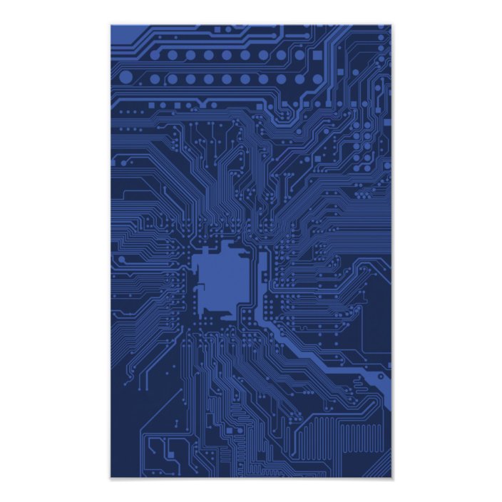 Blue Geek Motherboard Pattern Photo Print | Zazzle.com