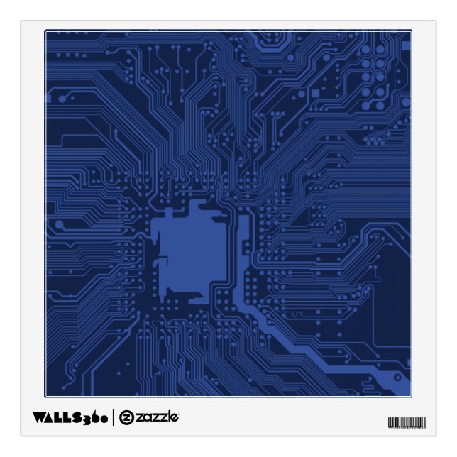 Blue Geek Motherboard Pattern Wall Decal (Front)