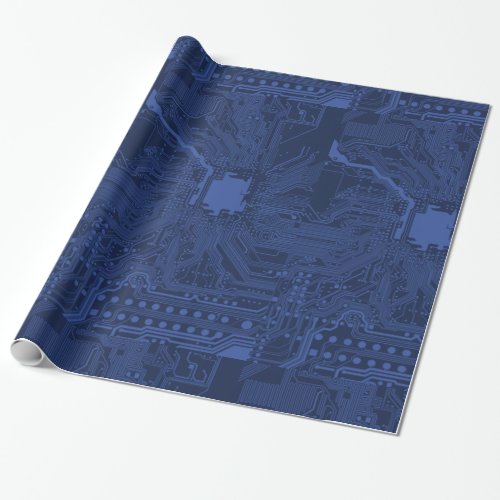 Blue Geek Motherboard Pattern Wrapping Paper