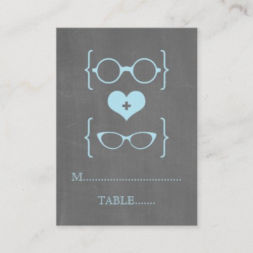 Blue Geeky Glasses Chalkboard Place Cards