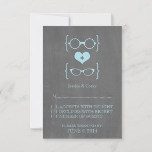 Blue Geeky Glasses Chalkboard Response Card