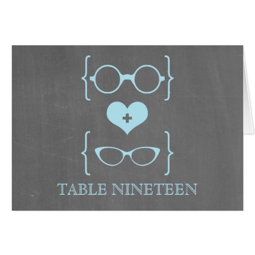 Blue Geeky Glasses Chalkboard Table Number Card