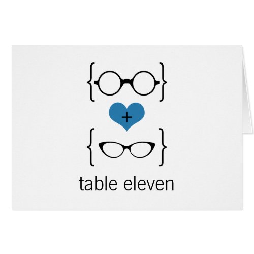 Blue Geeky Glasses Table Number Card