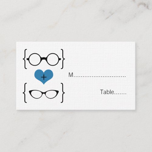 Blue Geeky Glasses Wedding Place Cards