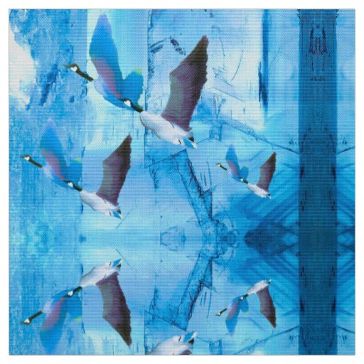Blue Geese in Ice Fabric