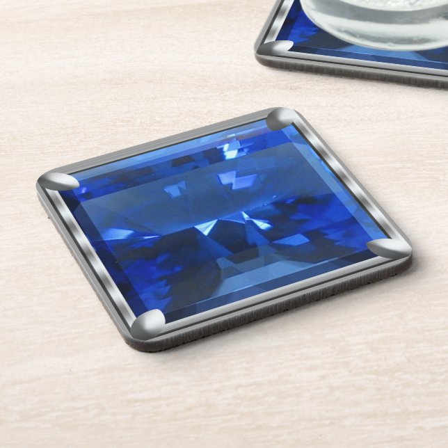 Blue Gem Beverage Coaster (Left Side)