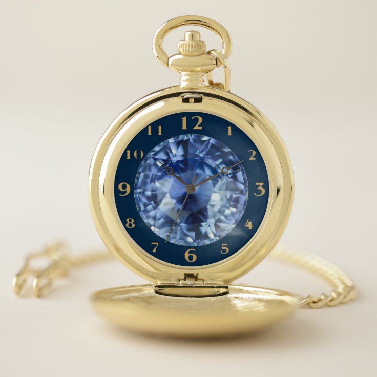 Blue gem pocket watch | Zazzle