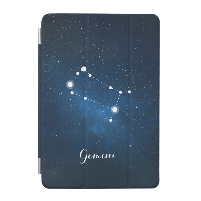 Blue Gemini Zodiac Sign Constellation iPad Mini Cover (Front)