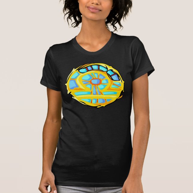 Blue Gemstone Colored Libra Symbol T-Shirt (Front)