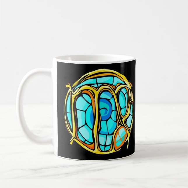 Blue Gemstone Colored Virgo Symbol Coffee Mug (Left)