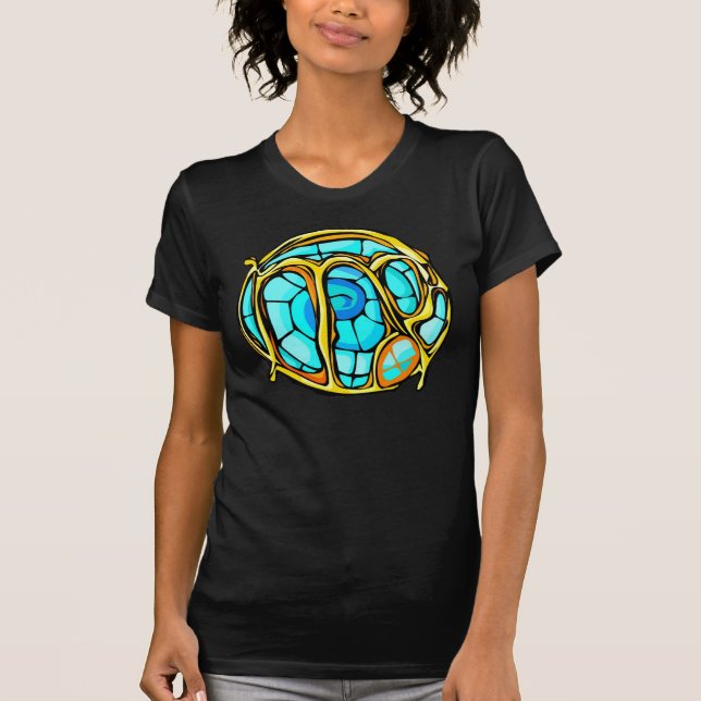 Blue Gemstone Colored Virgo Symbol T-Shirt (Front)