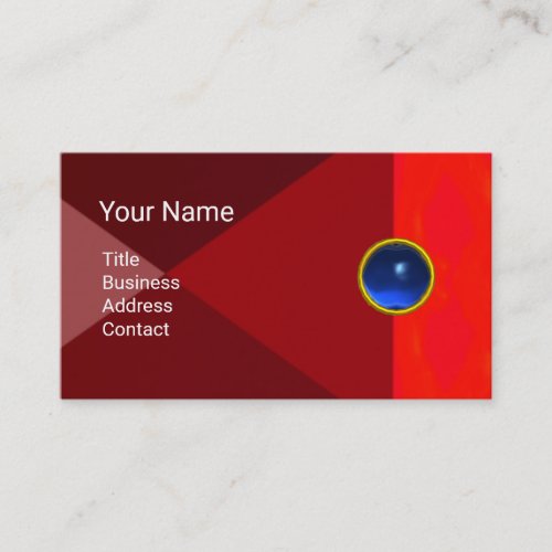 BLUE GEMSTONE MONOGRAM Ruby Red Abstract Geometric Business Card