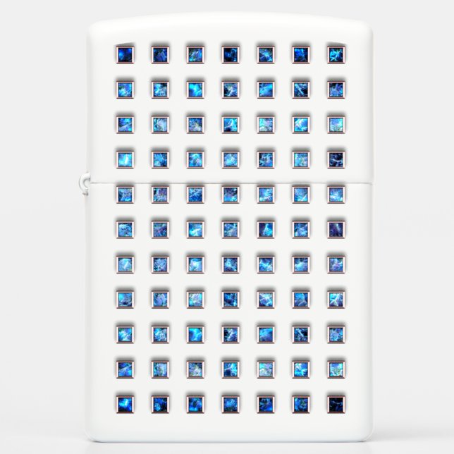 Blue Gemstone Squares Zippo Lighter Silver Jewels (Front)