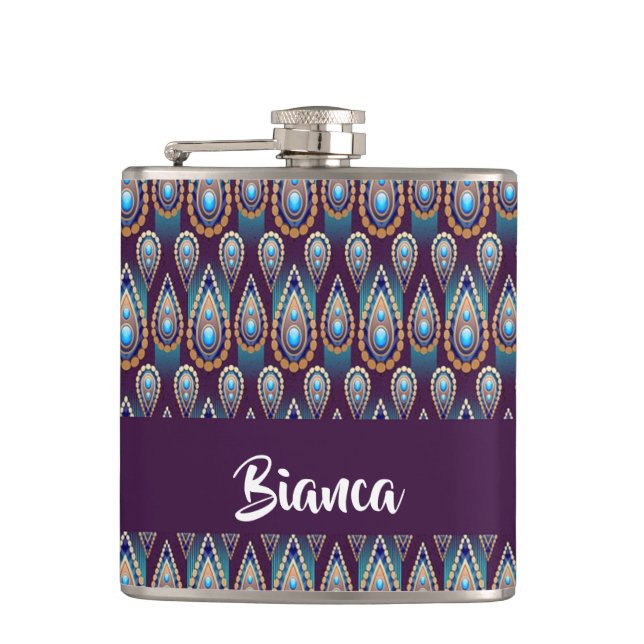 Blue gemstones decorative print flask (Front)