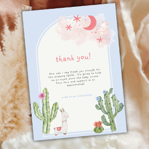 Blue Gender Neutral Boho Arch Cactus Baby Shower  Thank You Card