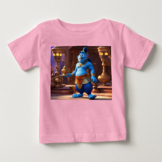 Blue Genie Magic–3D Cartoon Aladdin-Inspired Desig Baby T-Shirt (Front)