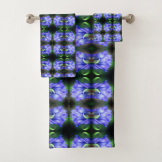 Blue Gentian Flower Abstract Art Bath Towel Set