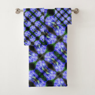 Blue Gentian Flower Abstract Pattern Bath Towel Set