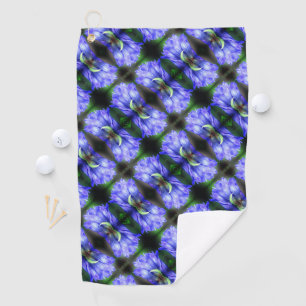 Blue Gentian Flower Abstract Pattern Golf Towel