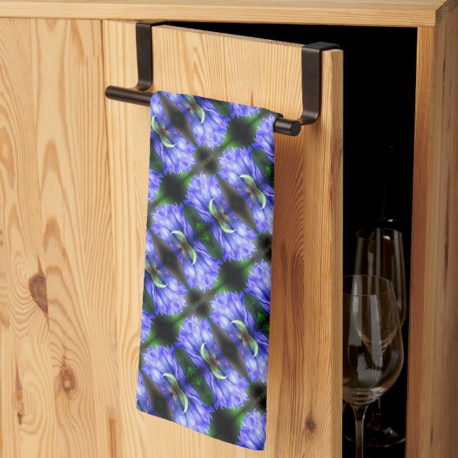 Blue Gentian Flower Abstract Pattern     Kitchen Towel (Thirds Fold)
