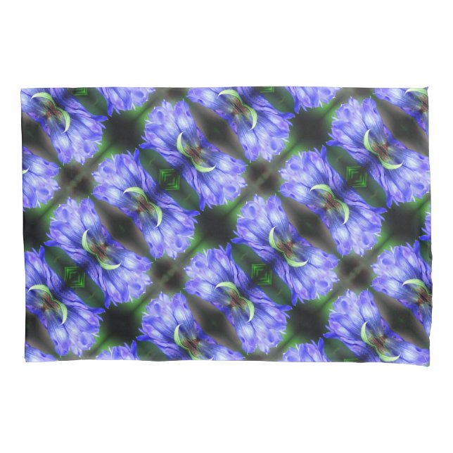 Blue Gentian Flower Abstract Pattern Pillow Case (Front)