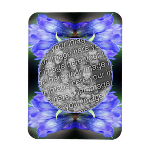 Blue Gentian Flower Frame Add Your Own Photo Magnet